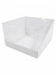 Коробка белая с прозрачной крышкой 131х131х85